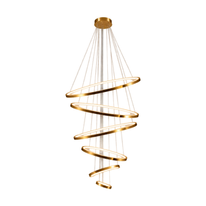 Gold Mega Ribbon LED Pendant Light (Dimmable) on a white background