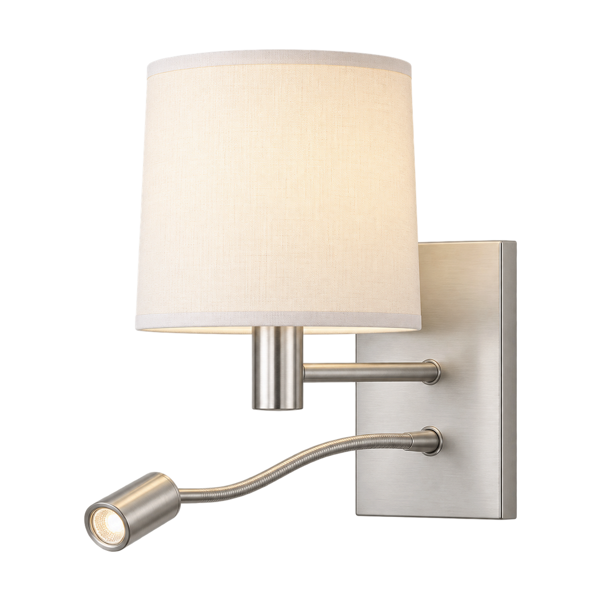 Eden Satin Chrome Wall & Reading Light, transparent background