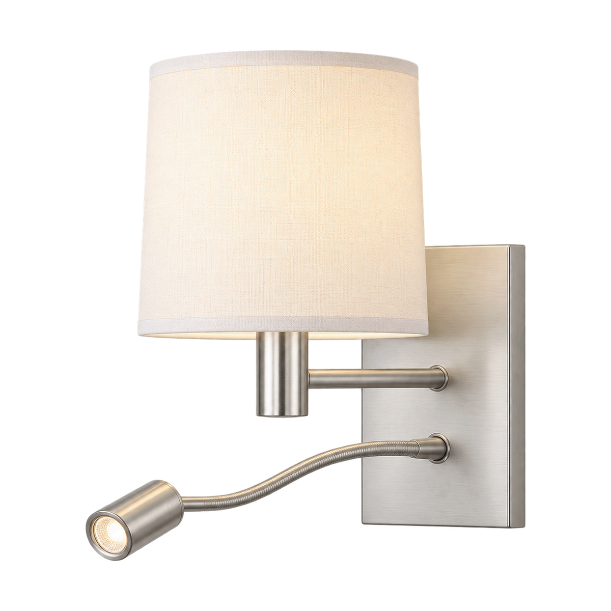 Eden Satin Chrome Wall & Reading Light on white background