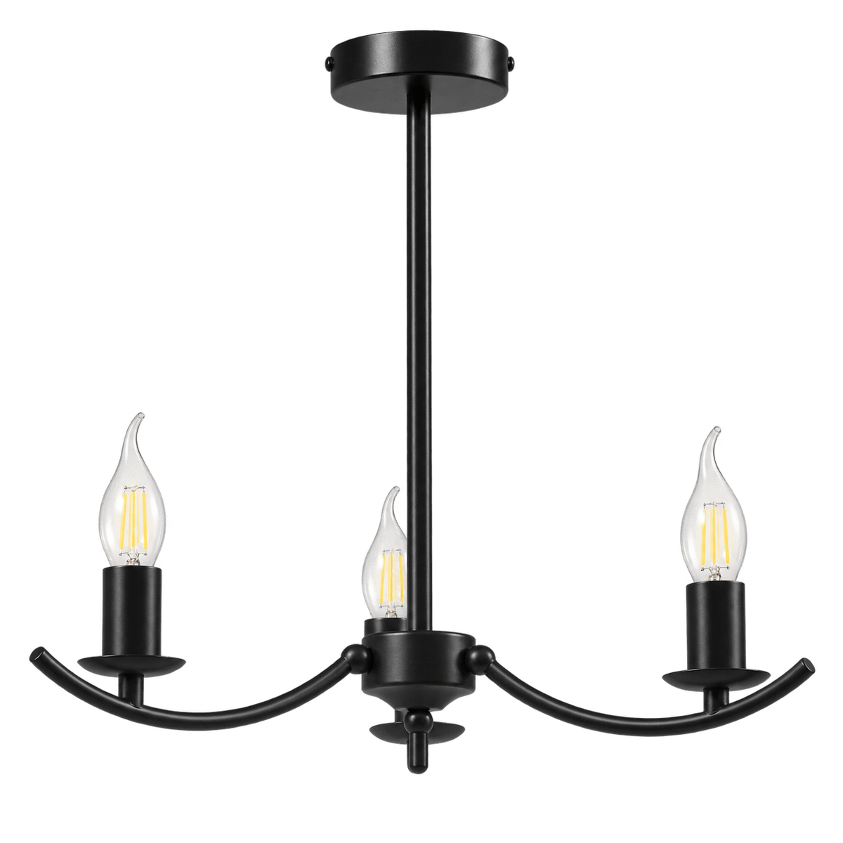 Elim 3 Light Black Chandelier — transparent background