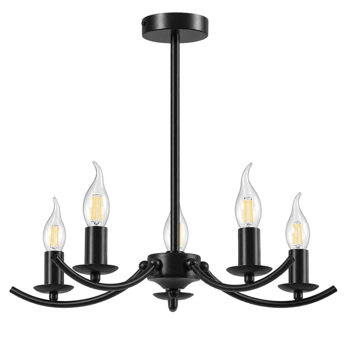 Elim 5 Light Black Chandelier — transparent background