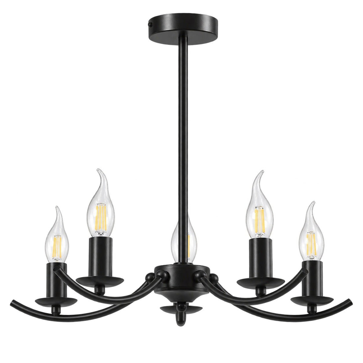 Elim 5 Light Black Chandelier — white background
