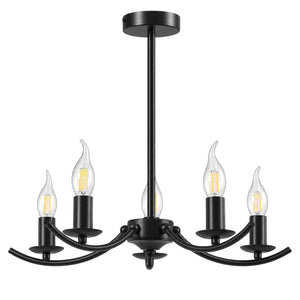 Elim 5 Light Black Chandelier — white background