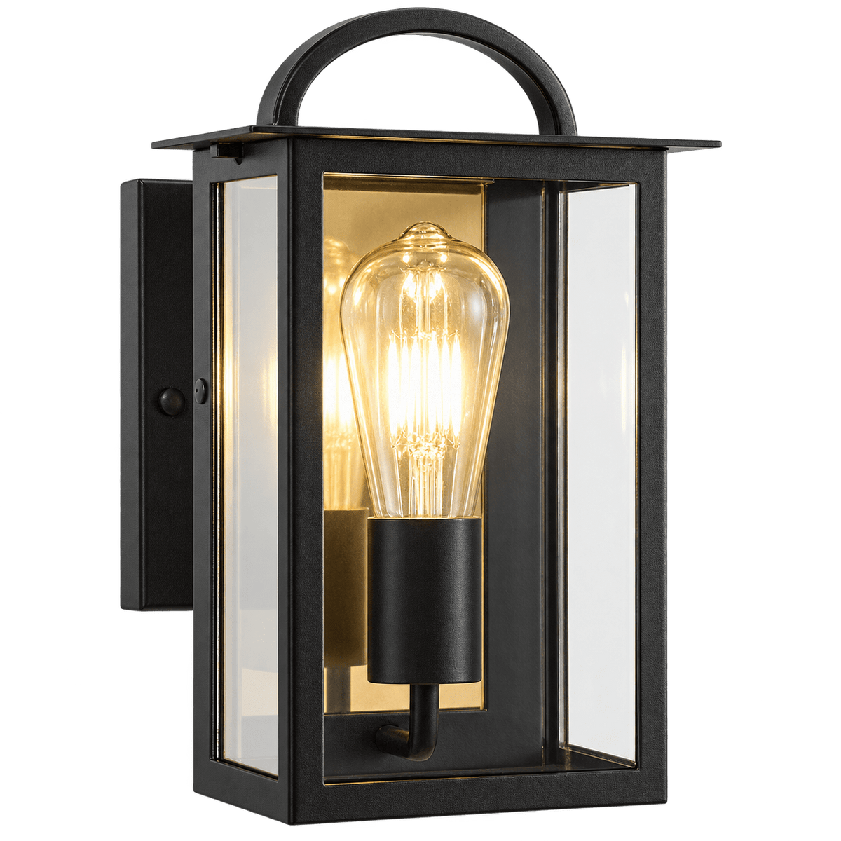 Frankfort Single Black & Gold Outdoor Wall Light — transparent background