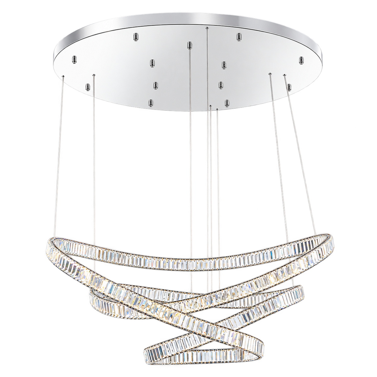 230V 150W LED Carousel Crystal Chandelier - Chrome with Clear Crystals — transparent background