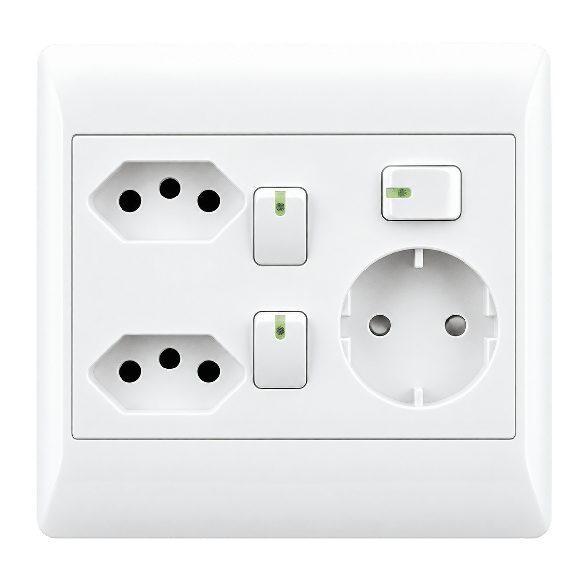 EPL White Socket - 2 x New RSA Sockets + Schuko — transparent background