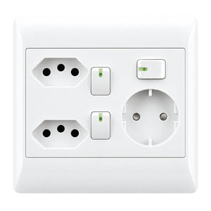 EPL White Socket - 2 x New RSA Sockets + Schuko — white background