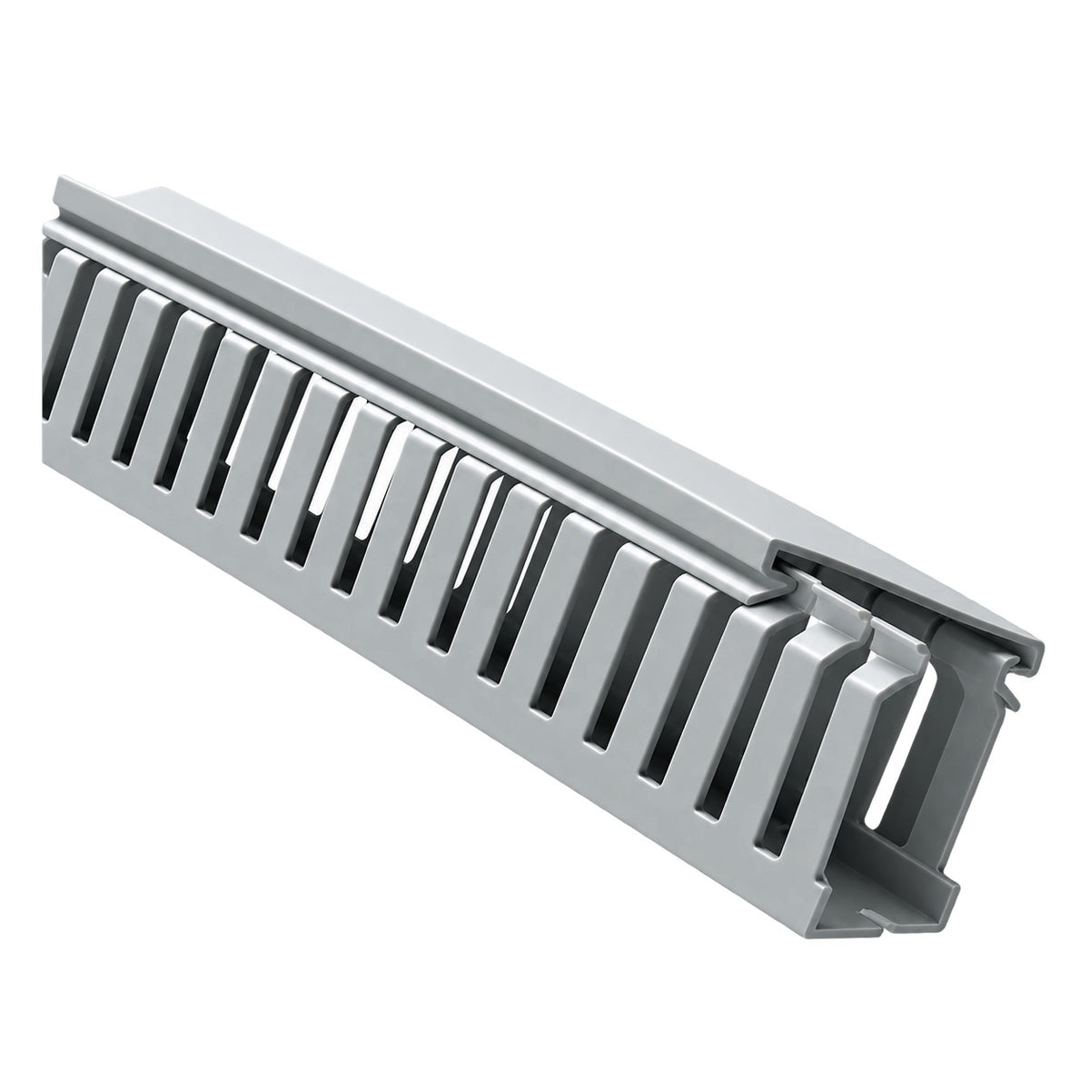 Grey Narrow-Slot Trunking, 25mm x 25mm — white background