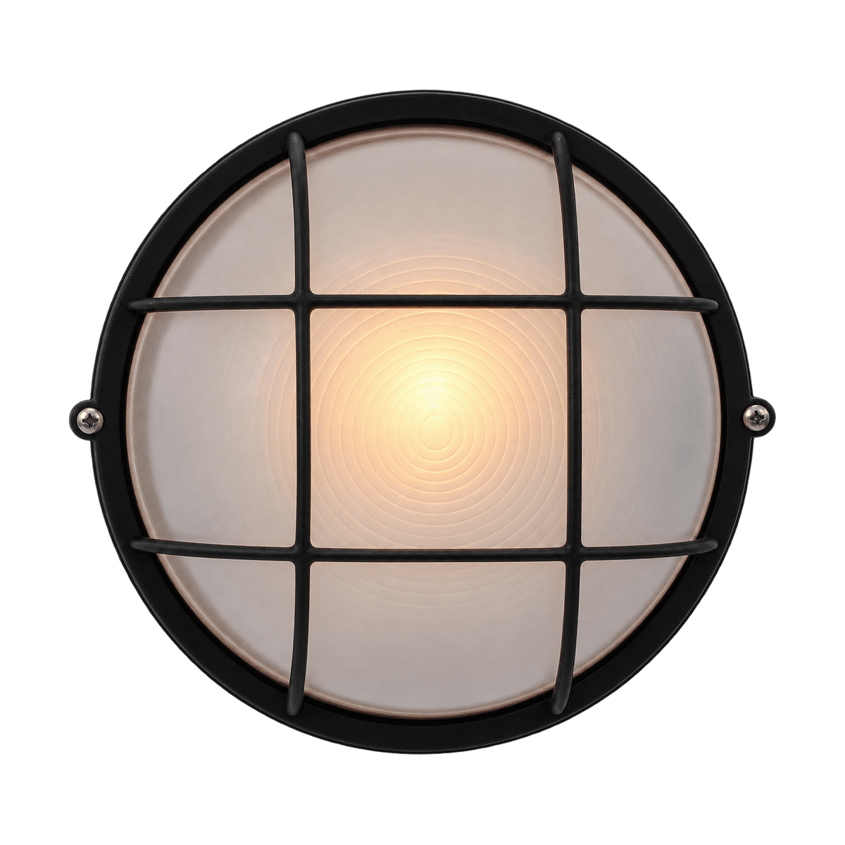 Large Round Grid Bulkhead - Black — transparent background