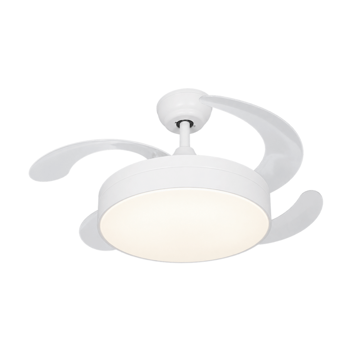 4 Blade White Retractable Fan — transparent background