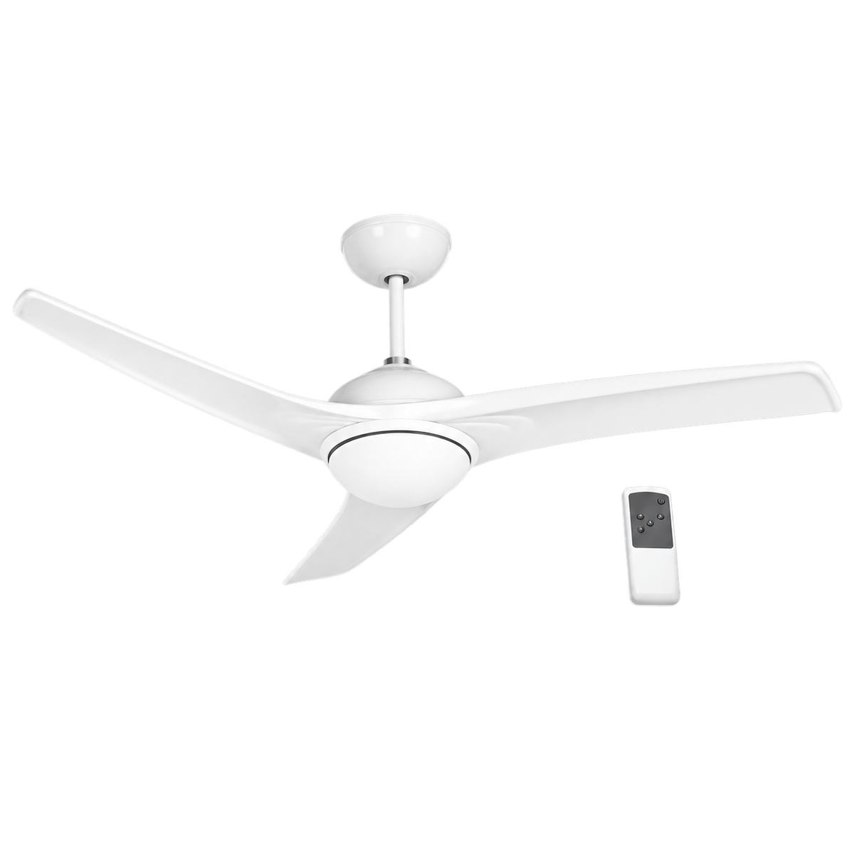 3 Blade White Ceiling Fan with Remote — transparent background