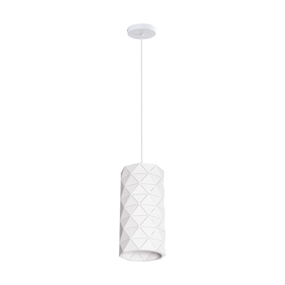 White Laser Cut Cylinder Pendant Light — transparent background
