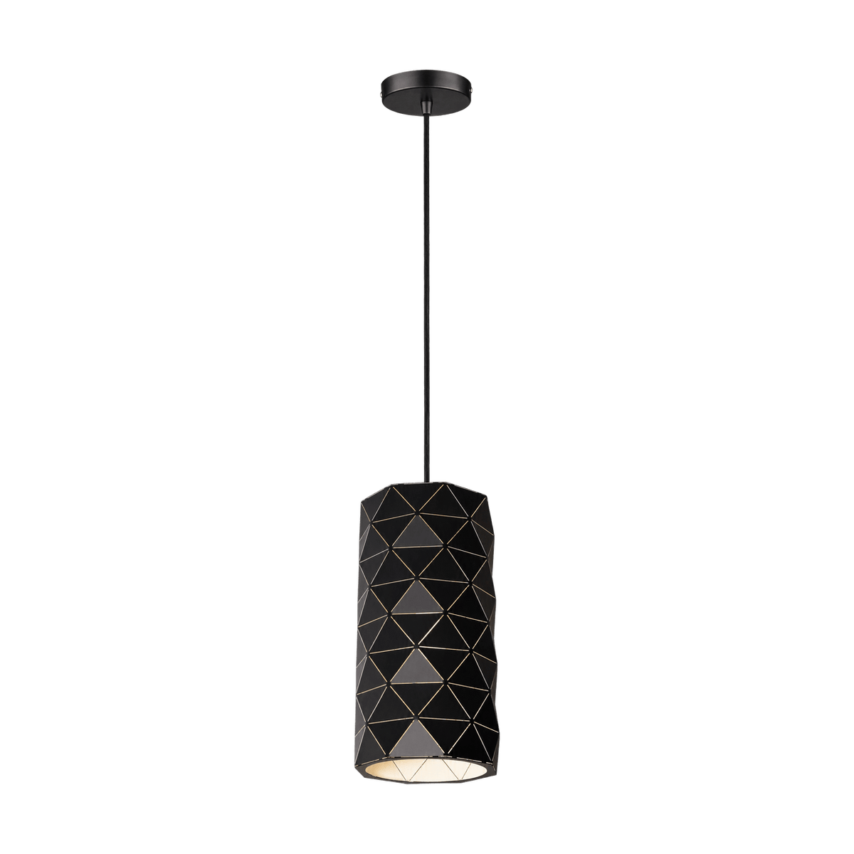 Black Laser Cut Cylinder Pendant Light — transparent background