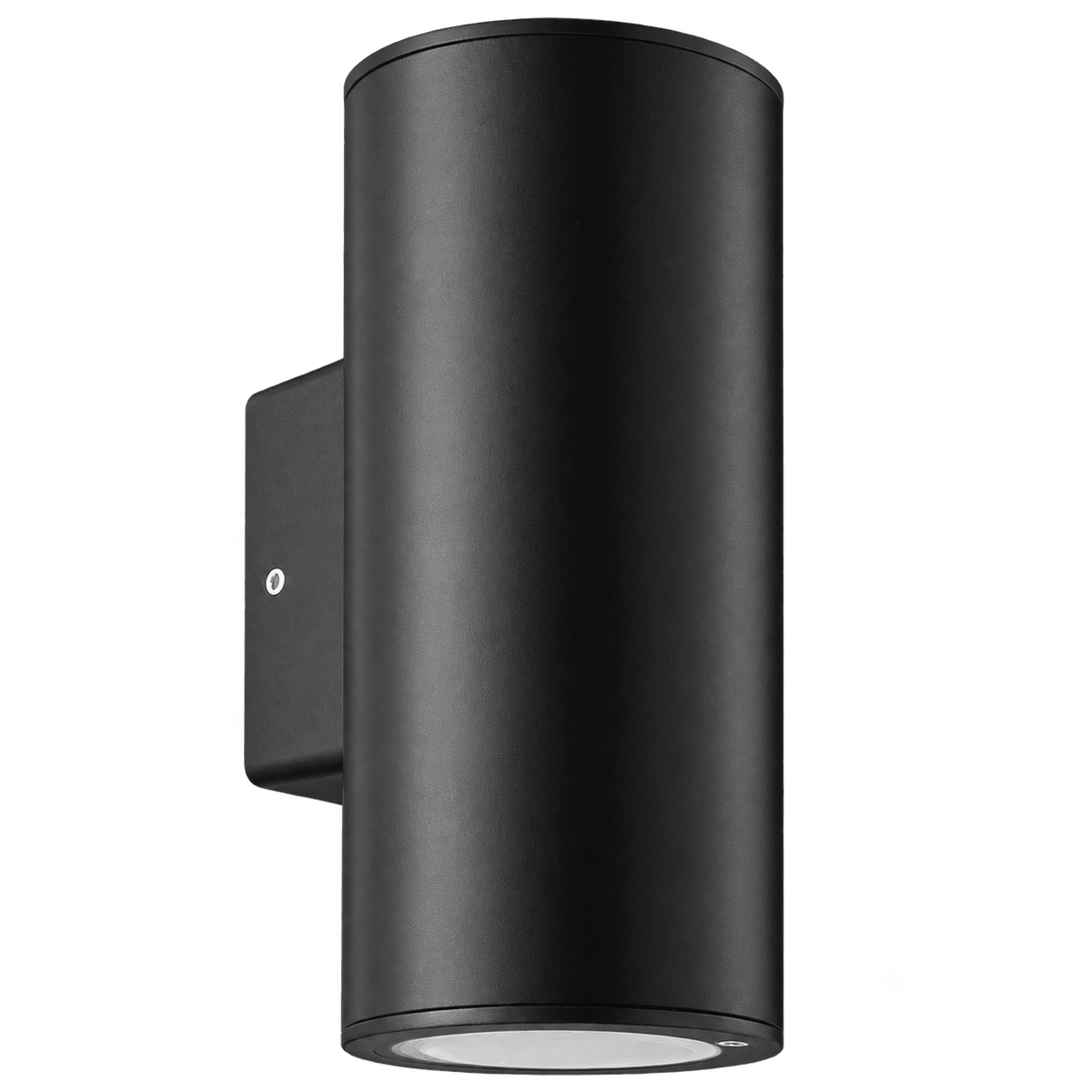 Up & Down Facing Round ABS Outdoor Wall Light - Black — transparent background