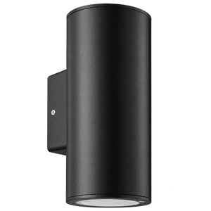 Up & Down Facing Round ABS Outdoor Wall Light - Black — transparent background