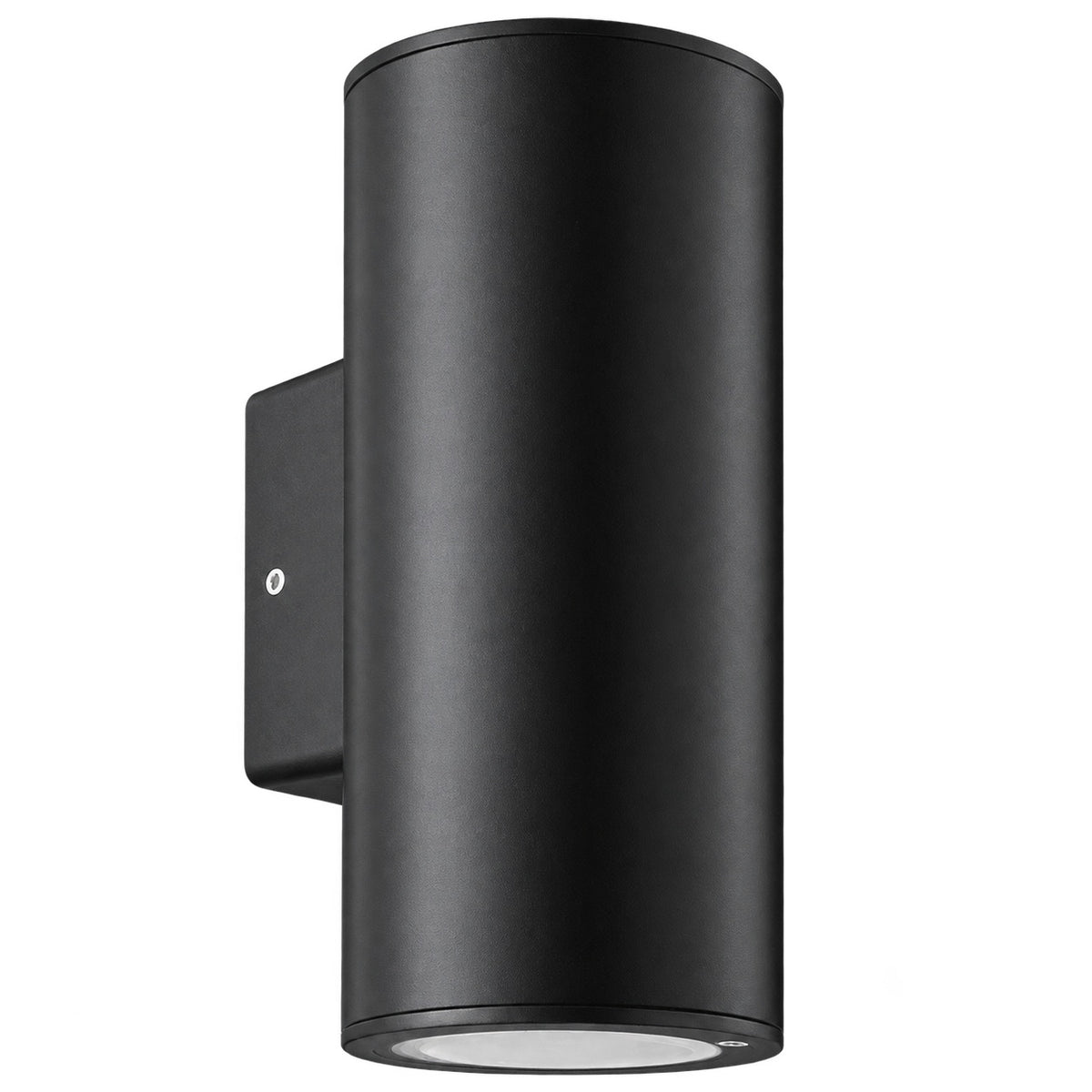 Up & Down Facing Round ABS Outdoor Wall Light - Black — white background