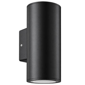 Up & Down Facing Round ABS Outdoor Wall Light - Black — white background