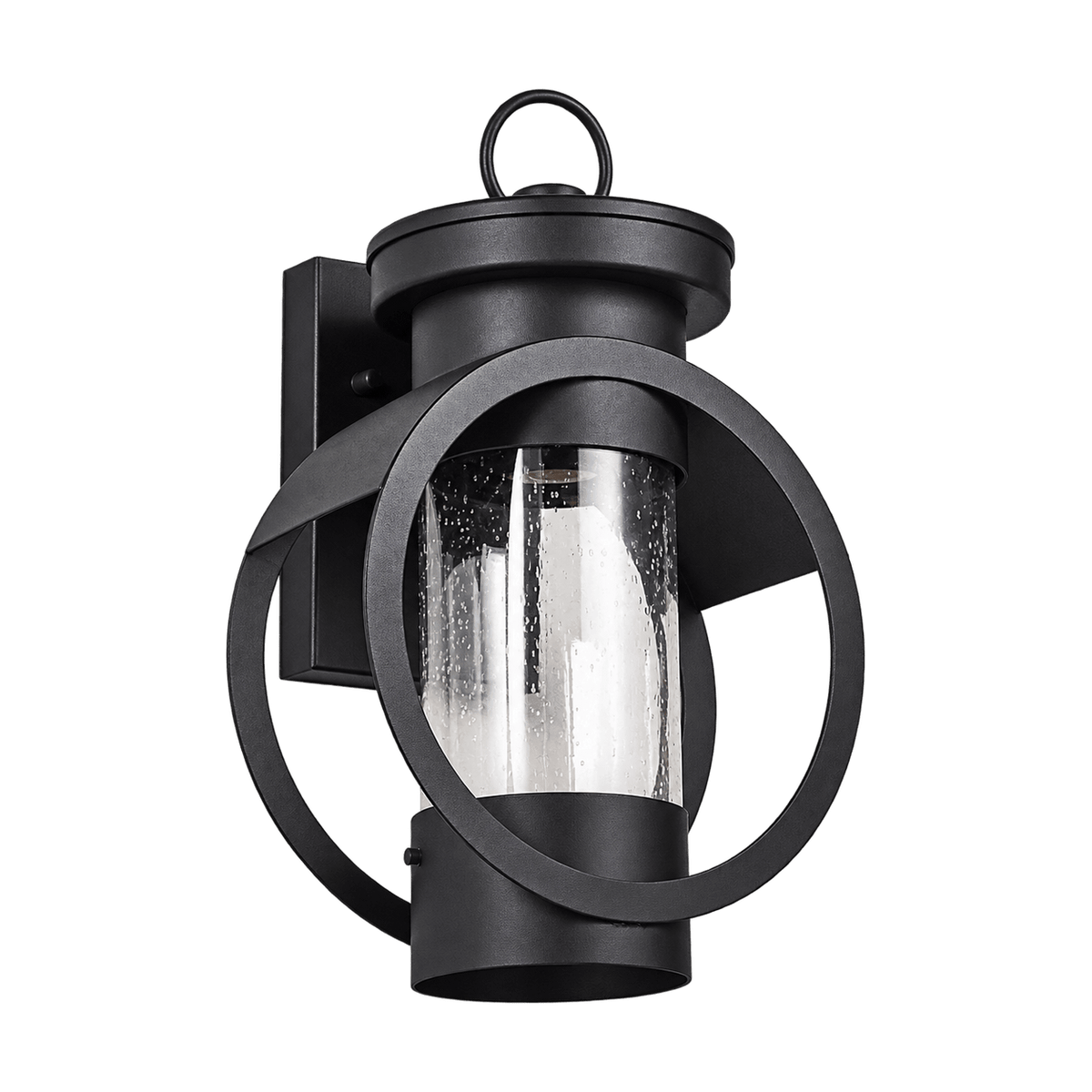 Iron & Speckled Glass Outdoor Wall Light — transparent background