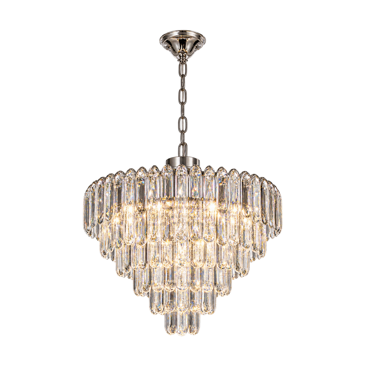 Polished Chrome & Crystal Pendant — transparent background