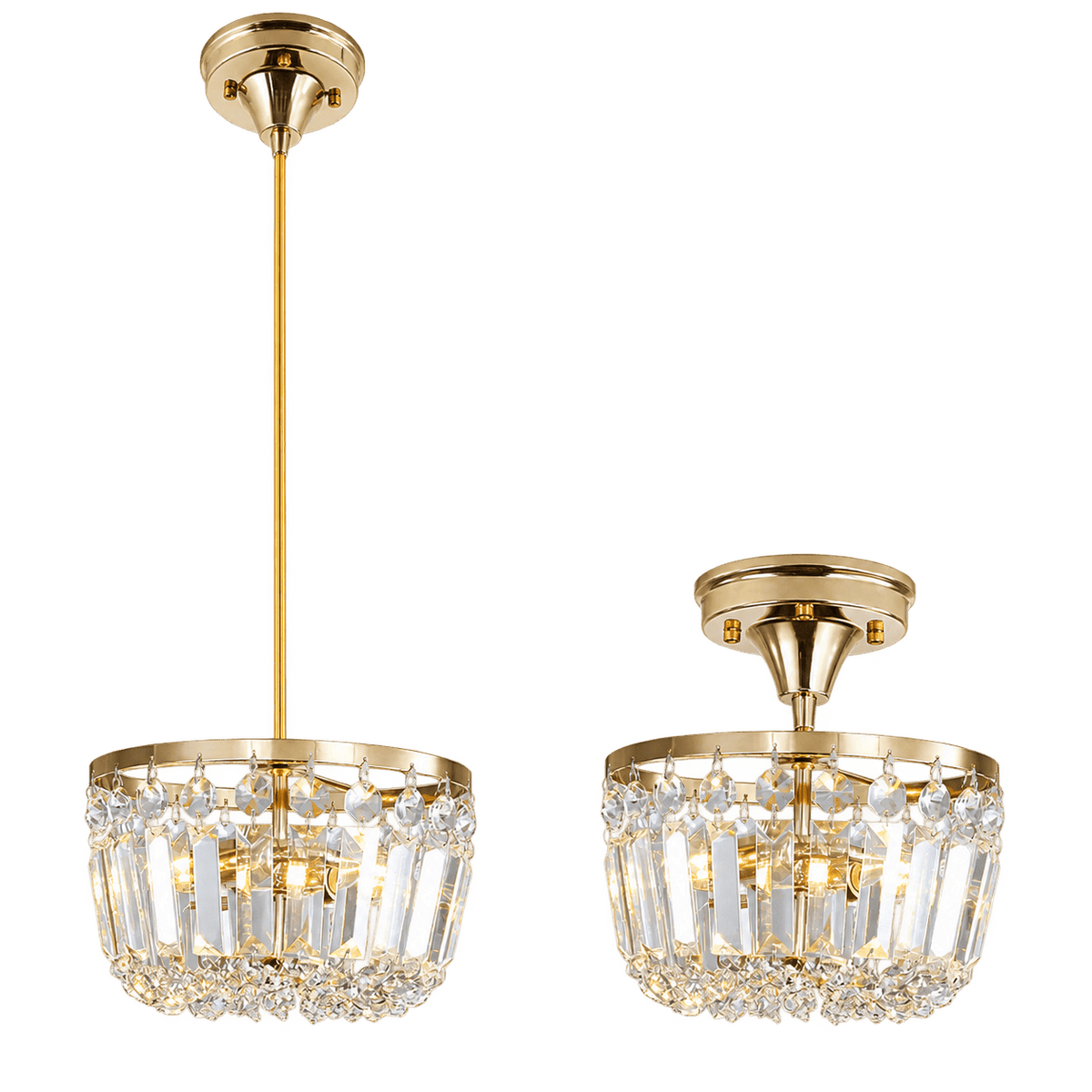 Gold 2 in 1 Pendant or Ceiling Light — transparent background