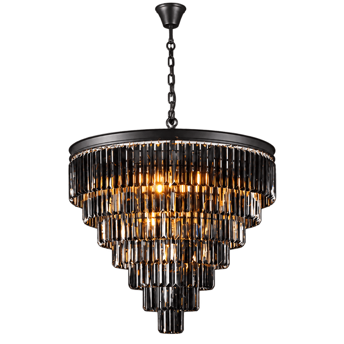 230V 40W E14 Extra Large Crystal 7 Tier Chandelier, Charcoal Grey — transparent background