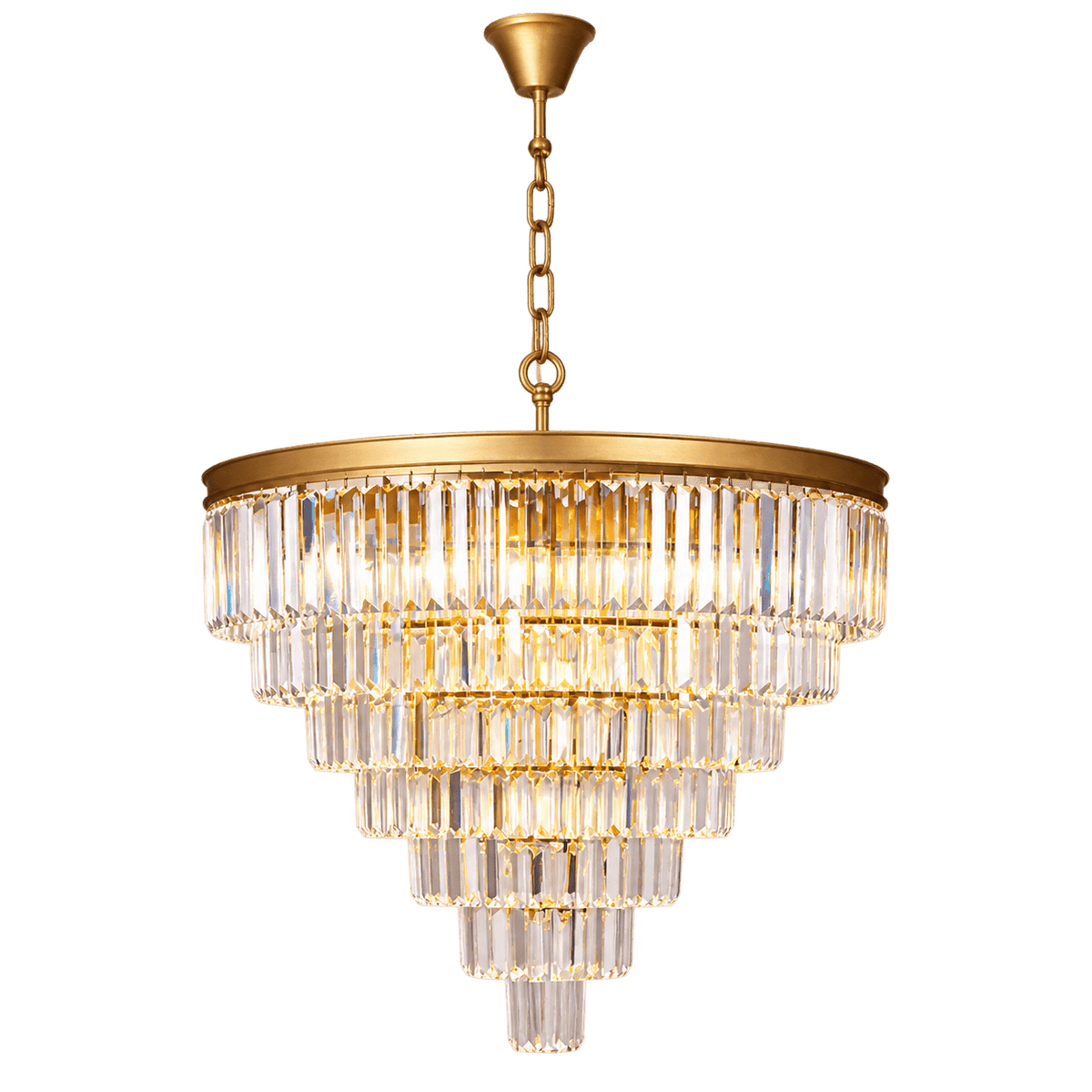 Sand Gold 7 Tier Crystal Chandelier — transparent background