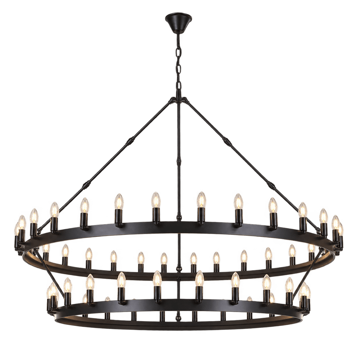 230V 4W E14 LED Two Tier Round Ranch Pendant - Black — transparent background