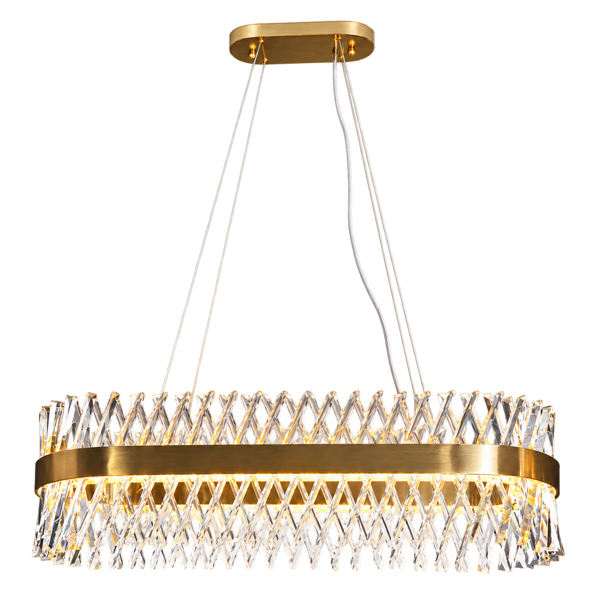 230V 88W LED Oval Golden Oblique Crystal Chandelier — transparent background