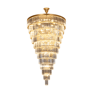 June Gold 12 Tier Gold & Crystal Chandelier — transparent background