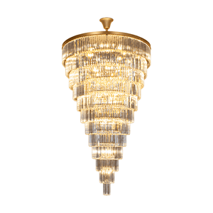 June Gold 12 Tier Gold & Crystal Chandelier — white background