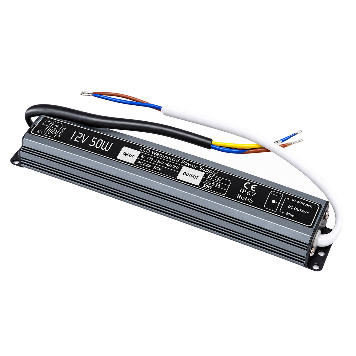 LED Power Supply - Waterproof 12Vdc / 50W — transparent background
