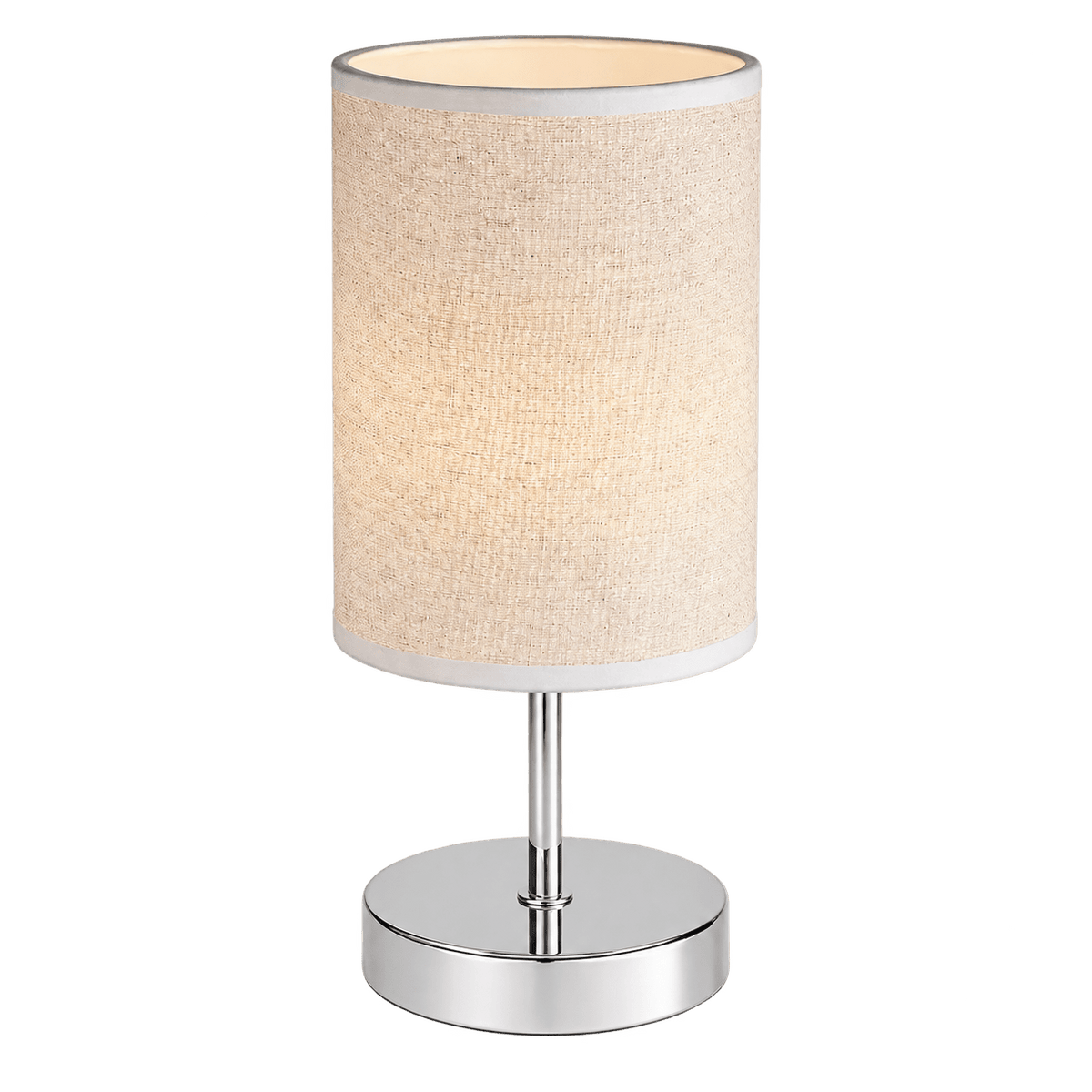 Polished Chrome, Hessian Shade Table Lamp — transparent background