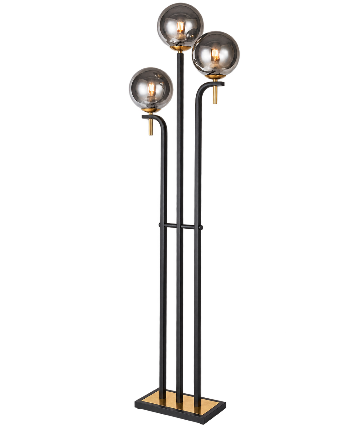 Metal Floor Lamp with Smoke Colour Glass — transparent background