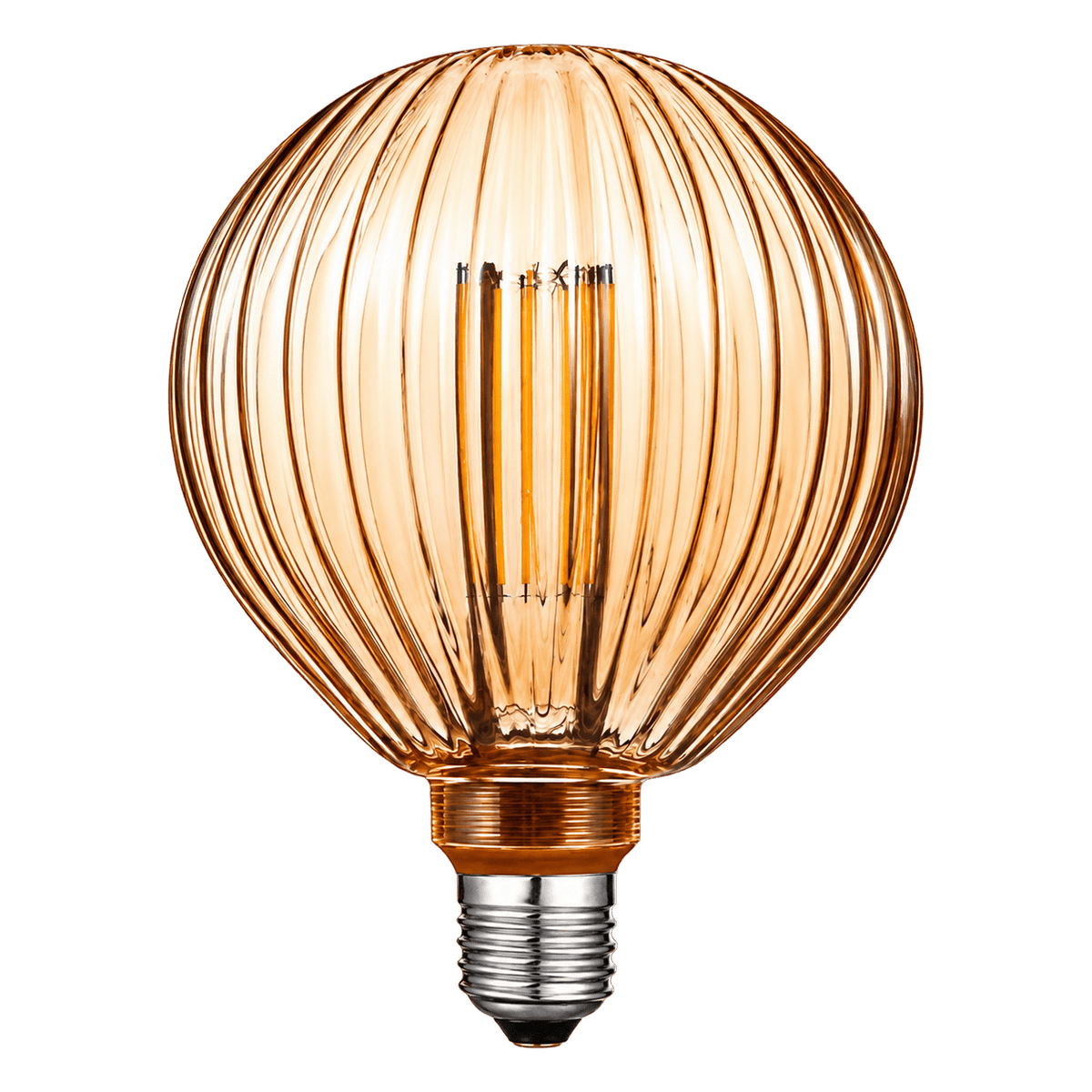 Decorative LED Bulb - G130 Vertical Ribbed Filament Bulb — transparent background