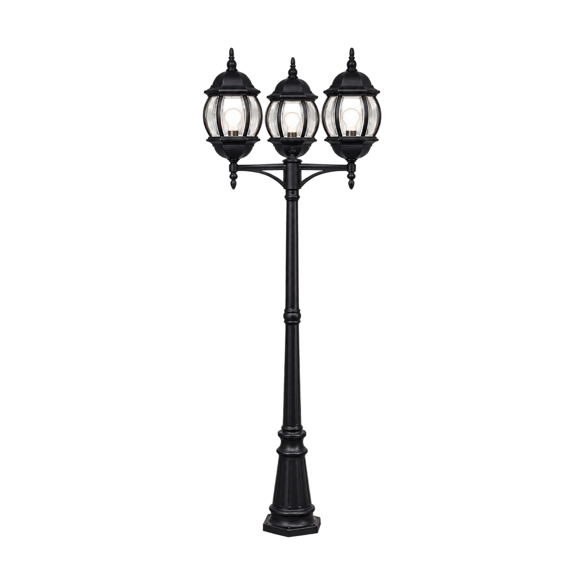 Rounded Belly 3 Head Post Lamp — transparent background