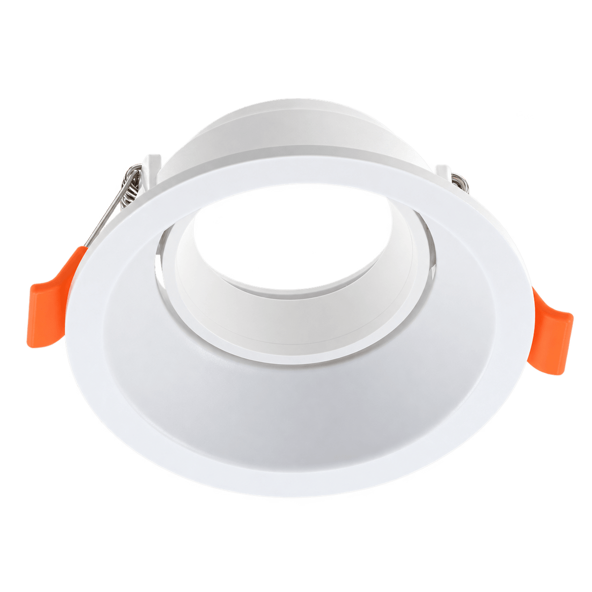 Downlight Holder - White Low Glare Round Tilt Polycarbonate — transparent background