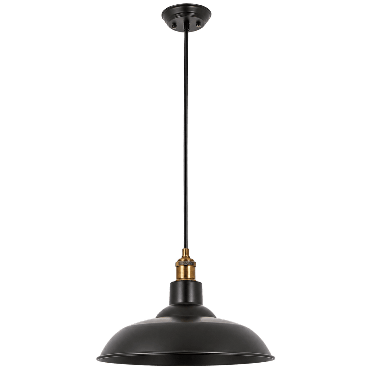 Black & Antique Brass Pendant Light — transparent background