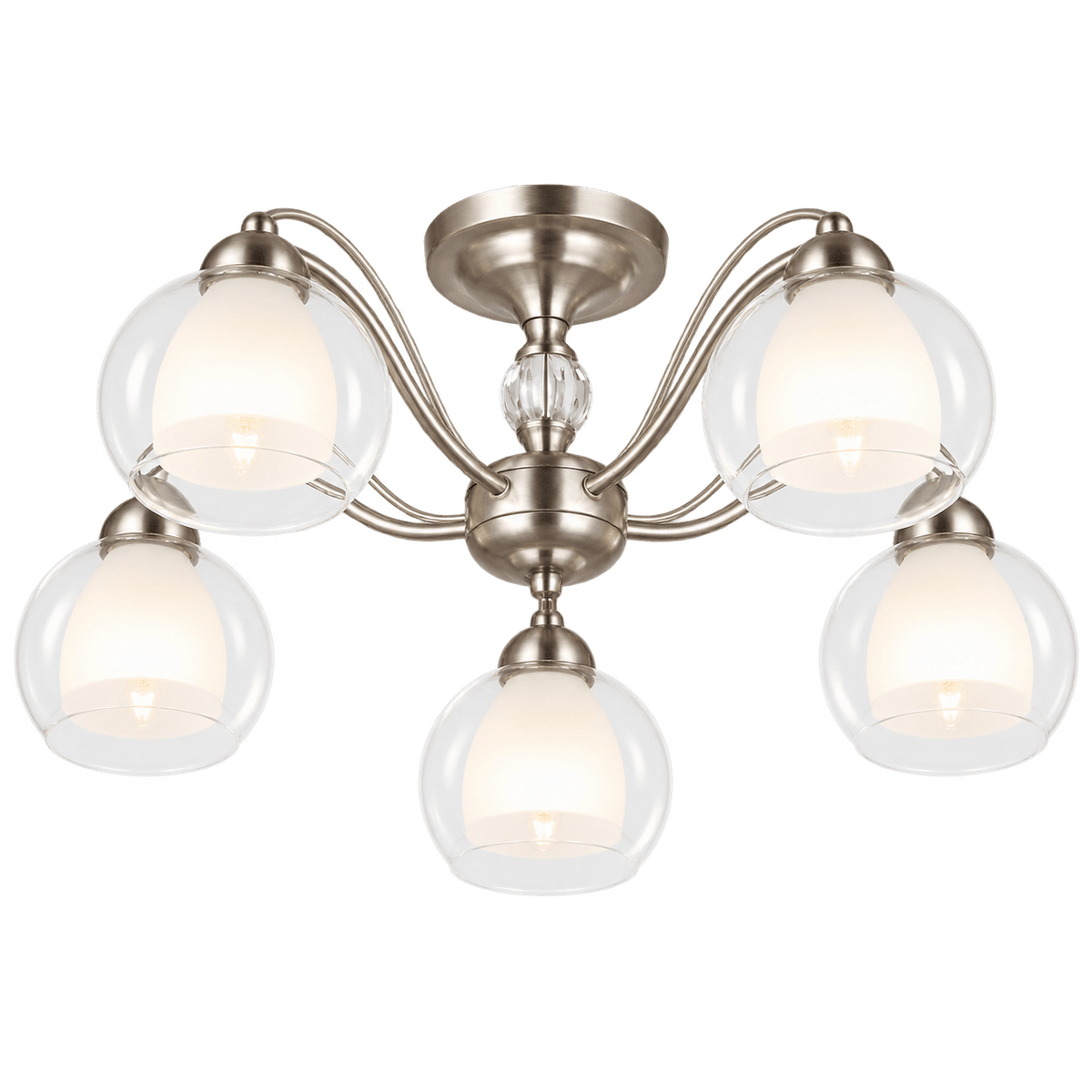 5 Light Satin Chrome Chandelier — transparent background
