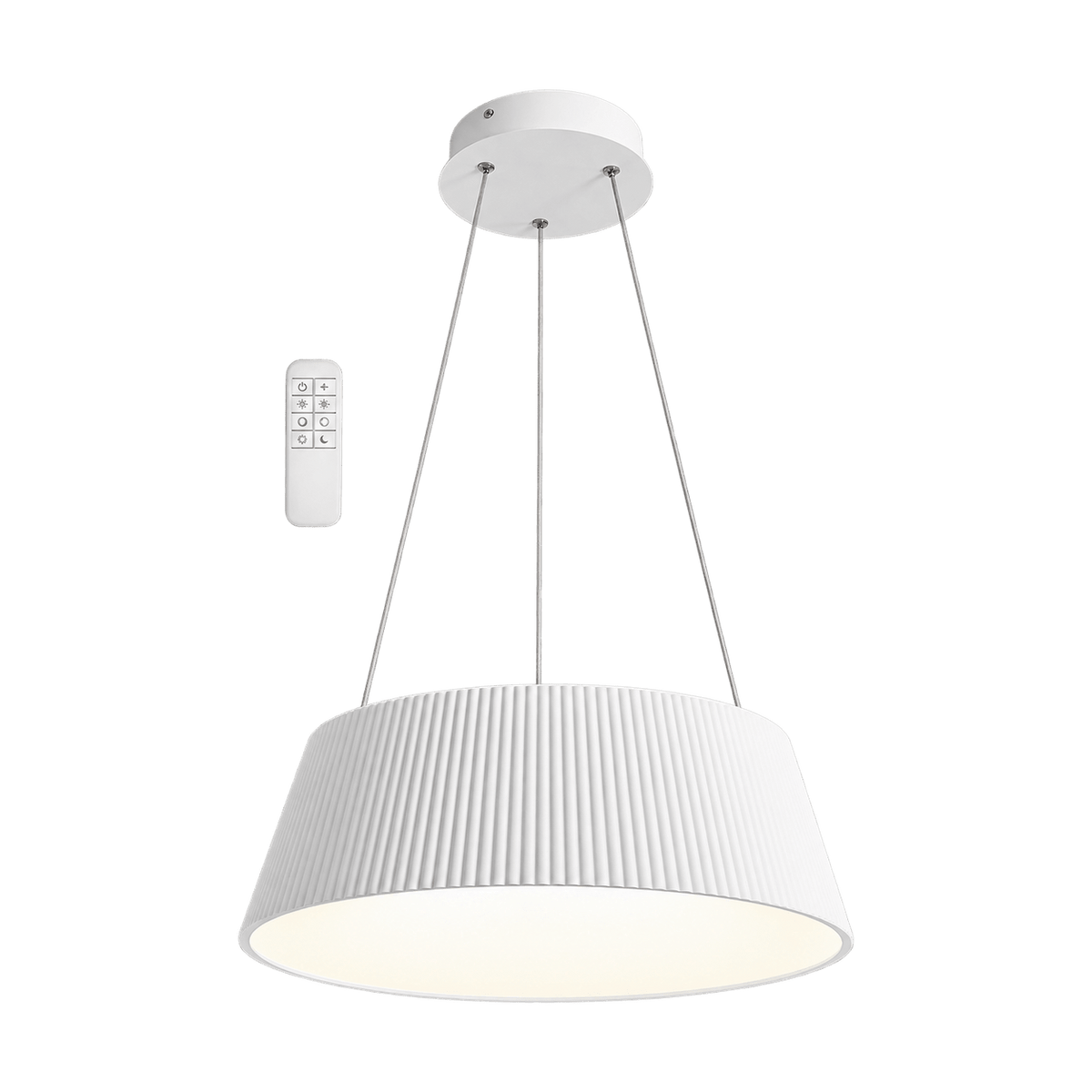 White Metal & Acrylic LED Pendant with Remote Control — transparent background
