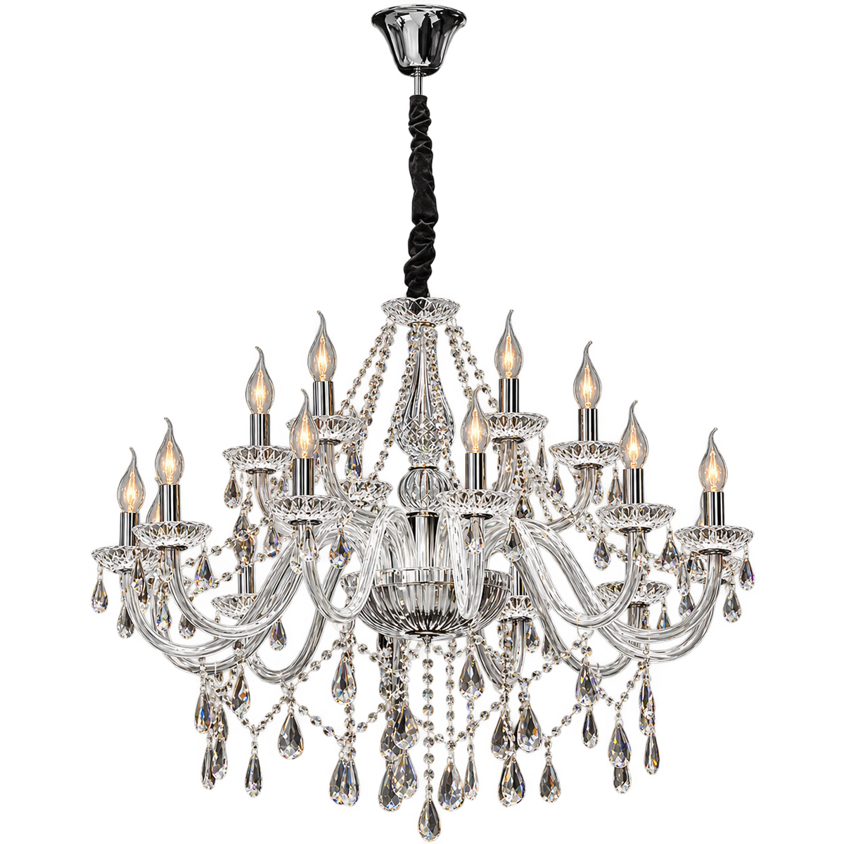 18 Arm K9 Crystal Chandelier — transparent background
