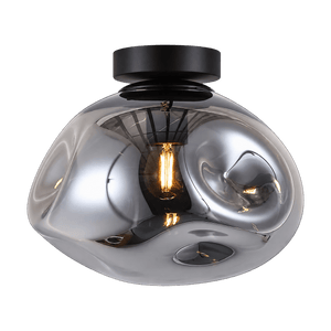 Large Glass Molten Ceiling Light – Smoke Glass and Black — transparent background