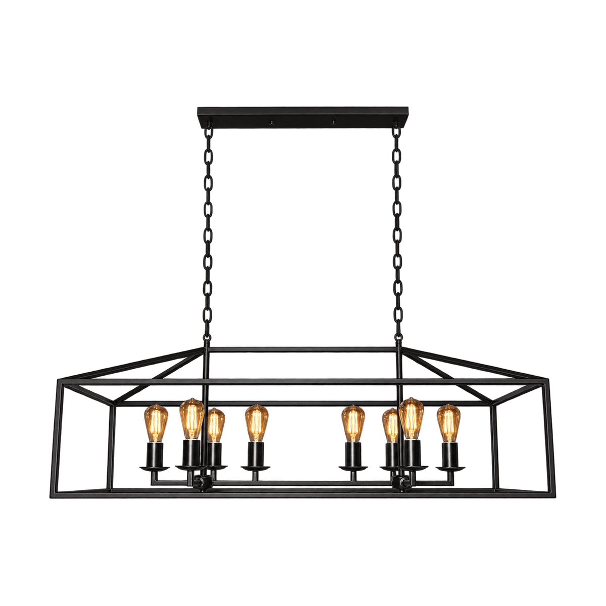 Delport 8 Light Rectangular Ranch Iron Pendant — transparent background