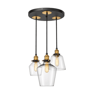 Antique Brass & Glass Cluster Pendant Light — transparent background
