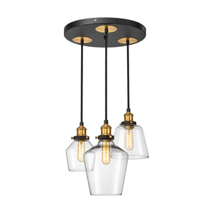 Antique Brass & Glass Cluster Pendant Light — white background