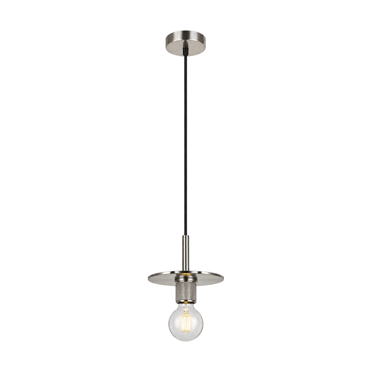 Plate Pendant Light - Satin Chrome on transparent background