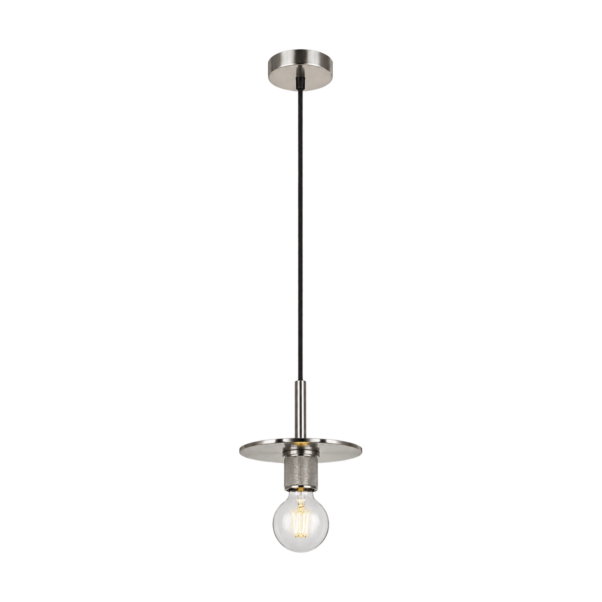 Plate Pendant Light - Satin Chrome on white background