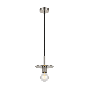 Plate Pendant Light - Satin Chrome on white background