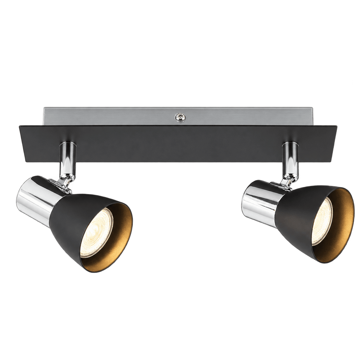 2 Light Chrome & Black Ceiling Spotlight — transparent background