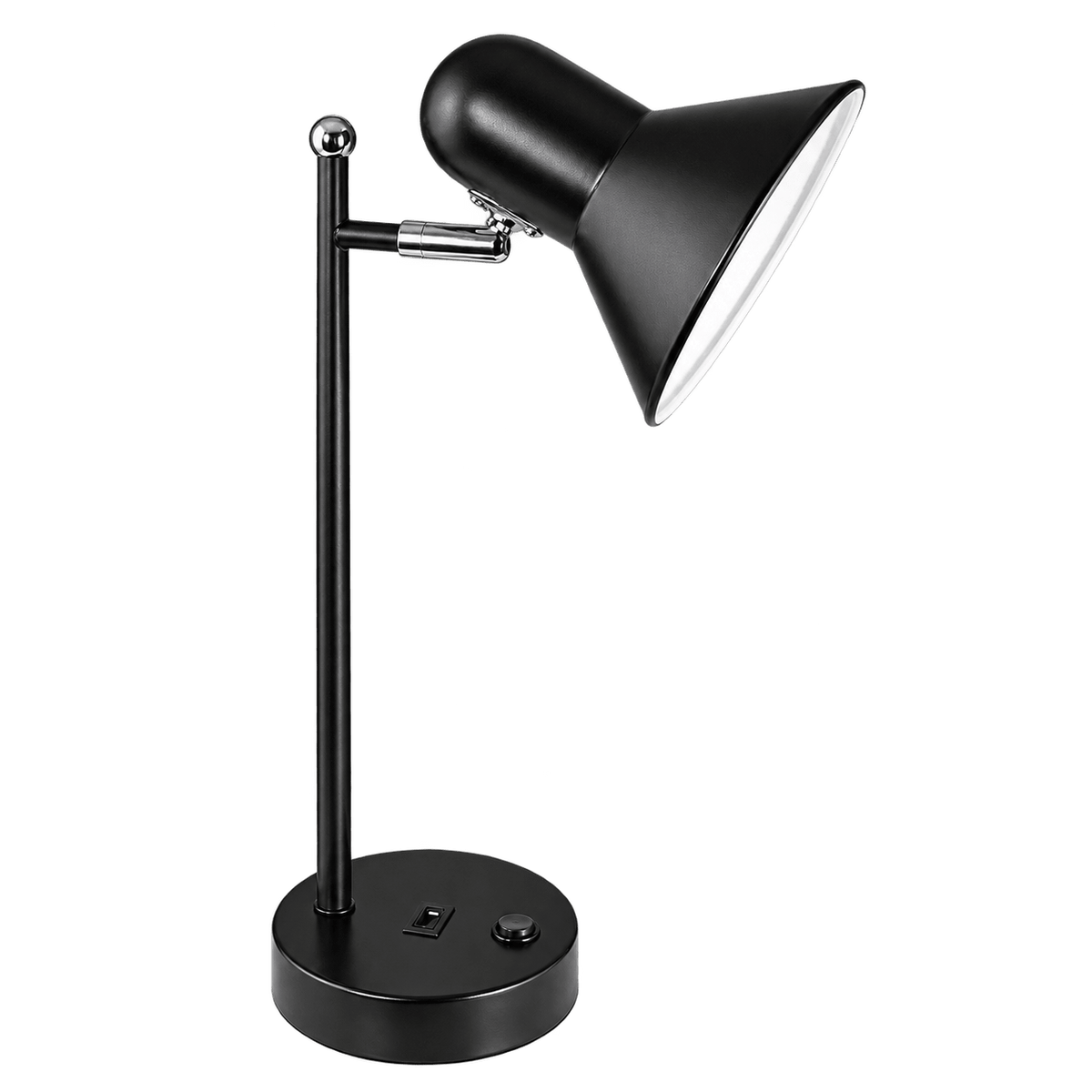 Black Desk Lamp with USB Charger — transparent background