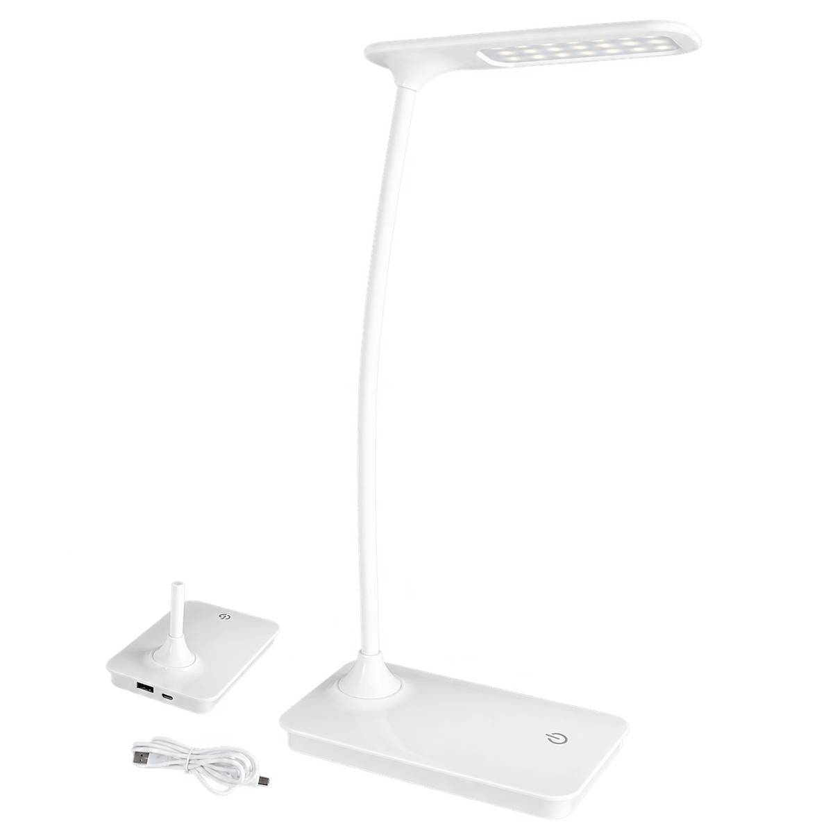 Flexi Arm White LED Desk Lamp — transparent background